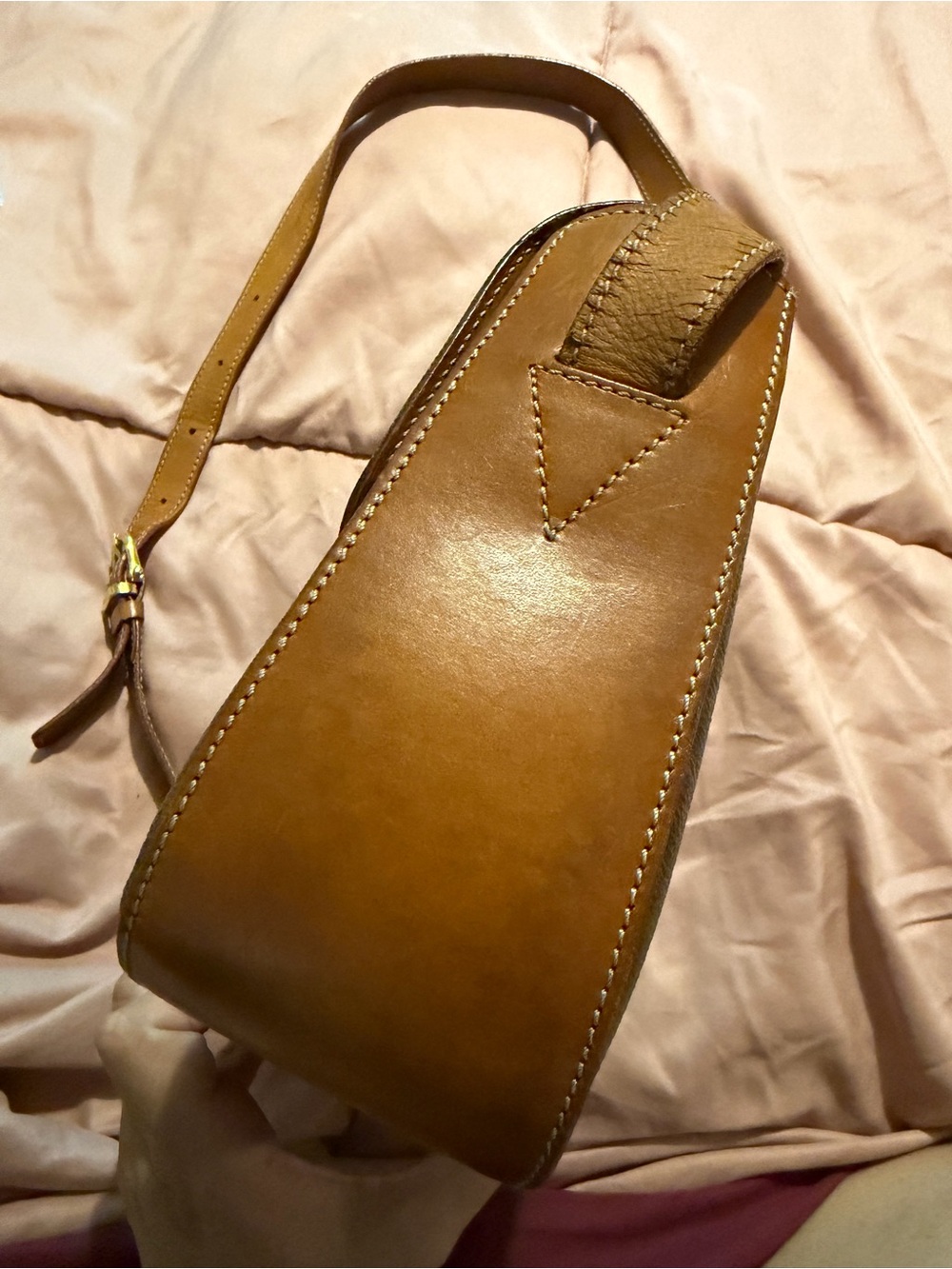 Celine Brown Monogram Shoulder Bag with Tan Trim - Picture 9 of 12